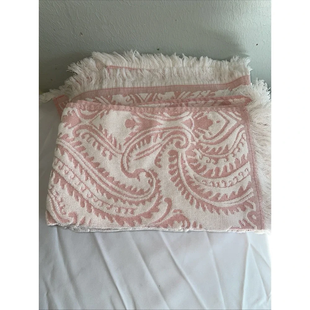 Enchante Laina Pink Paisley Turkish Cotton Towel Set Of 4 Bath & 4 Hand Fringe